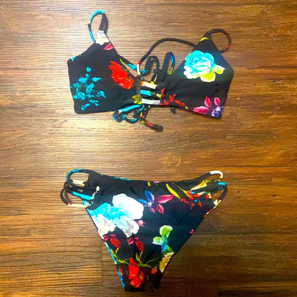 black floral bikini